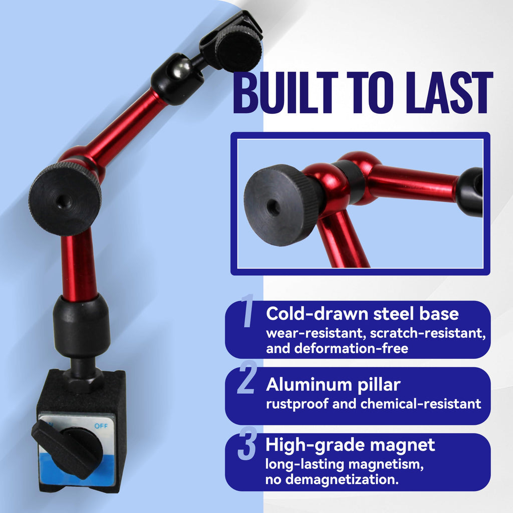 HFS Adjustable Magnetic Base Stand for Dial Indicator, 8mm Clamping Hole
