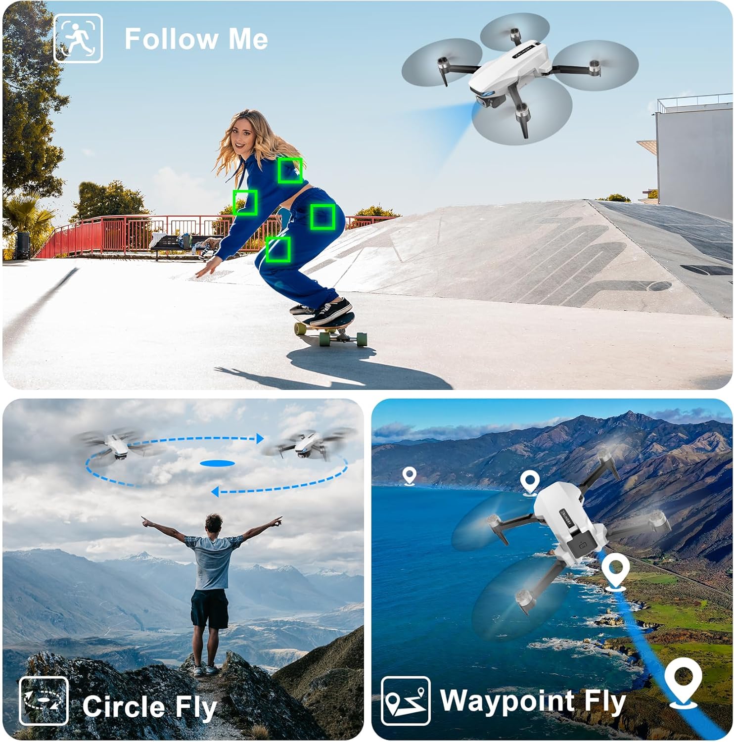 GPS Drone with Camera for Adults, 2K HD GPS Drones with Auto Return, Follow Me, Circle Fly, Waypoint Fly, Optical