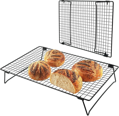 Sourdough Cooling Rack, Heavy Duty Cooling Rack for Sourdough, 17×11×3 Inch Elevated Design, Black，Gifts for Baking