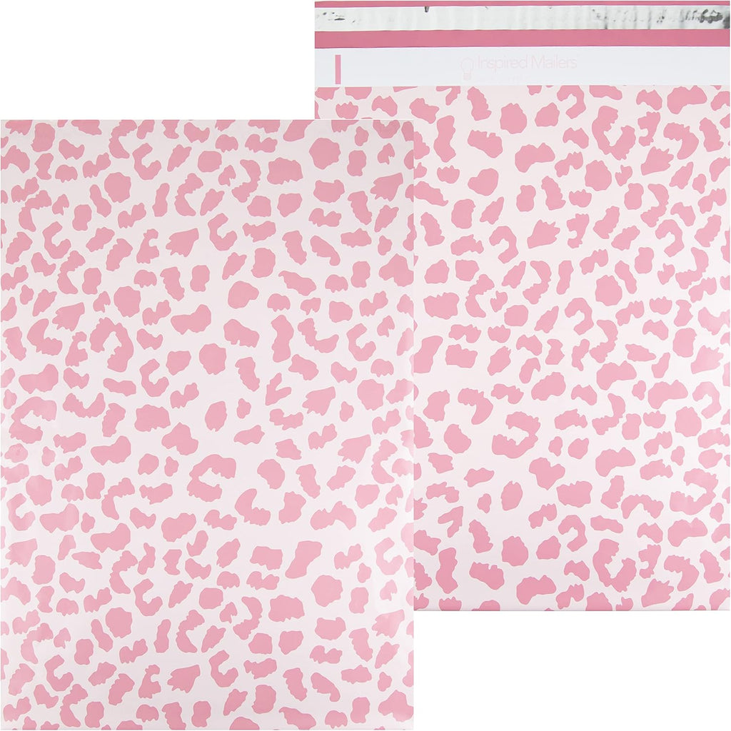 50 Poly Mailers 14.5x19 - Rose Gold Cheetah Shipping Bags
