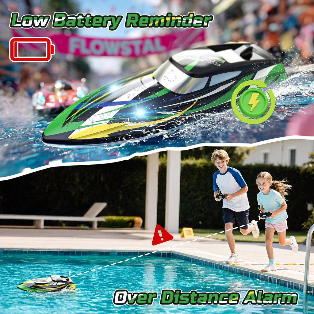 Fast RC Boat for Kids, 20+MPH, Capsize Recovery,24+ Mins | High Speed Remote Control Boat with LED Lights, 2xLi-ion