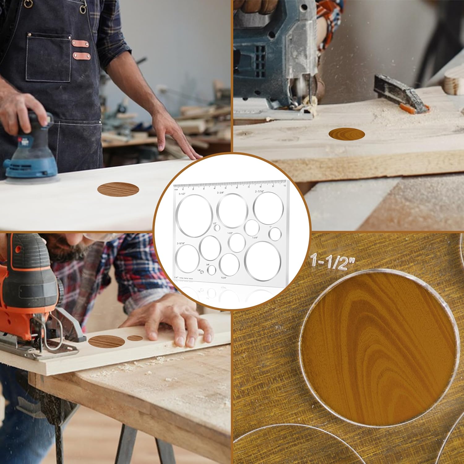 Router Templates for Woodworking,Router Jig Circle Inlay Templates Decorative,13-in-1 Router Templates(10 * 7.8 inches)