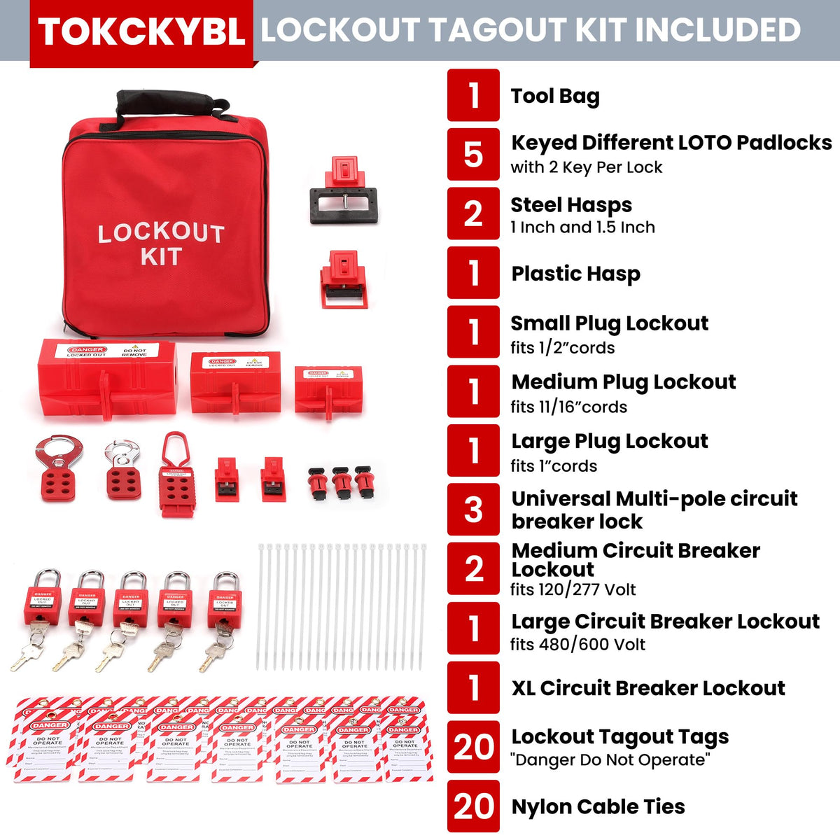 Lockout Tagout Kit Electrical Loto 58PCS OSHA Compliant Safety Kit