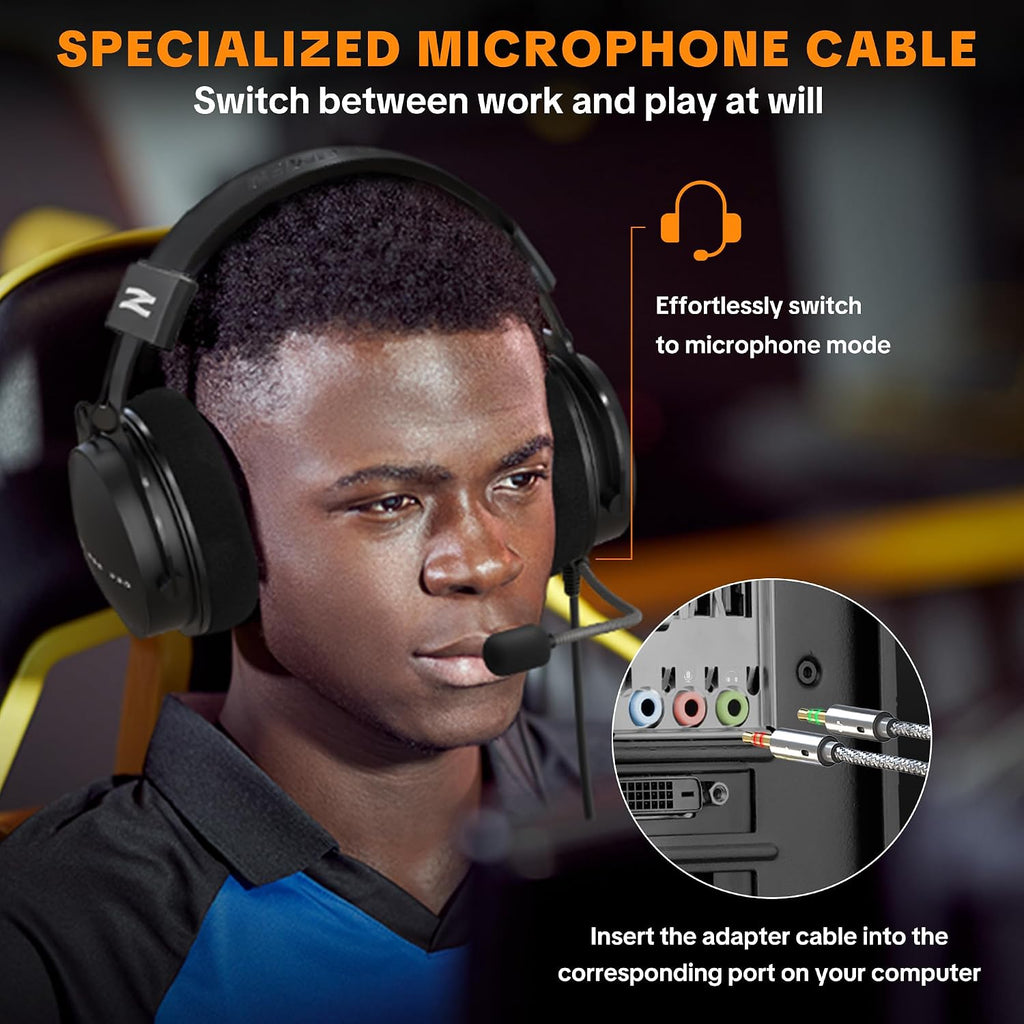 Studio Monitor Headphones for Recording, Wired Over Ear Studio Headphones with Detachable Boom Microphone