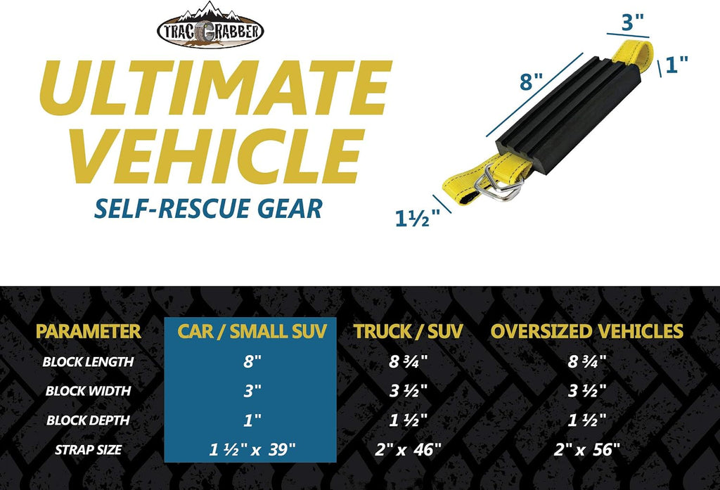 Tire Traction Device for Cars & Small SUVs, Set of 2 - Made in the USA, Anti Skid Emergency Tire Straps to Get