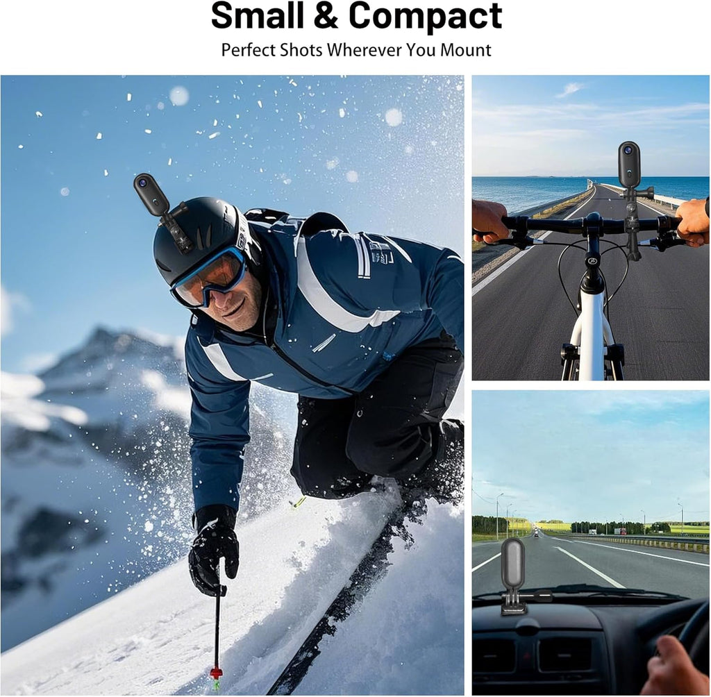 4K Mini WiFi Action Camera 32GB Thumb POV Portable Body Cam Wearable Video Recorder with IPX7 Waterproof Underwater