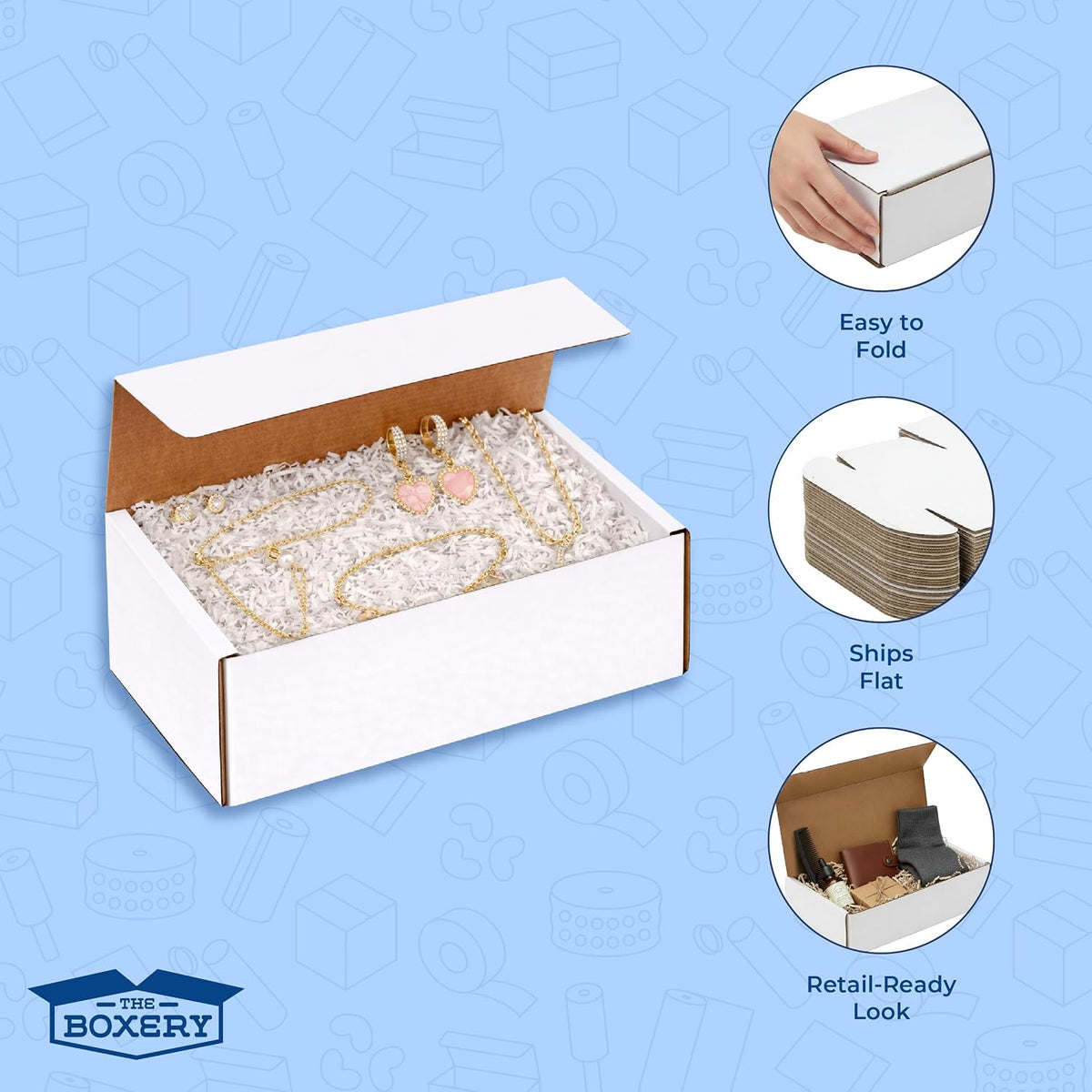 Corrugated Mailers White Tuck Shipping Boxes (9x4x4)