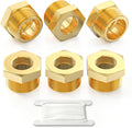 TAISHER 6PCS Brass Reducer Hex Bushing Threaded Pipe Fitting 3/4" NPT Male x 1/2" NPT Female Adapter