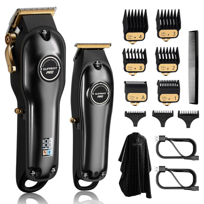 PRO Professional Hair Clippers for Men- Hair Cutting Kit & Zero Gap T-Blade Trimmer Combo- Cordless Barber Clipper