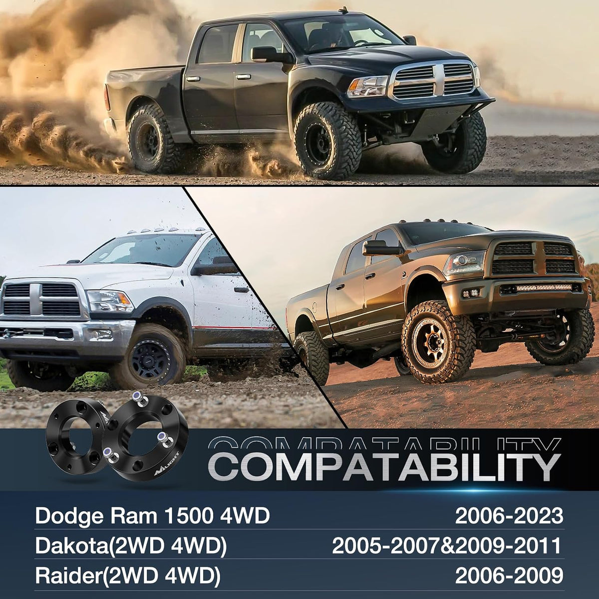 Nilight 2" Front Leveling Kit for Dodge Ram 1500 4WD 2006-2026