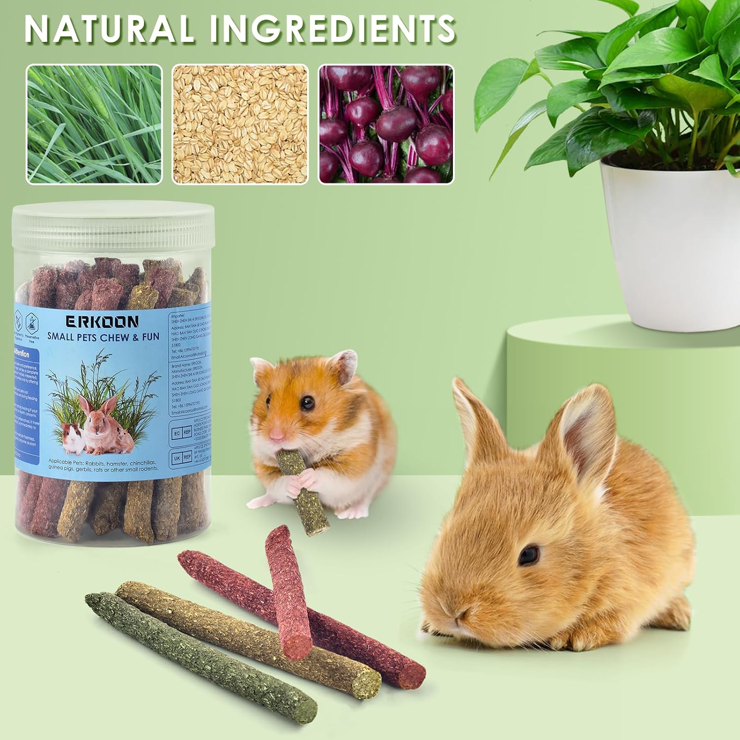 38Pcs Rabbit Chew Toys Timothy Hay Sticks, Guinea Pig Toys for Teeth Natural Molar Sticks Rabbits Treats for Bunnies