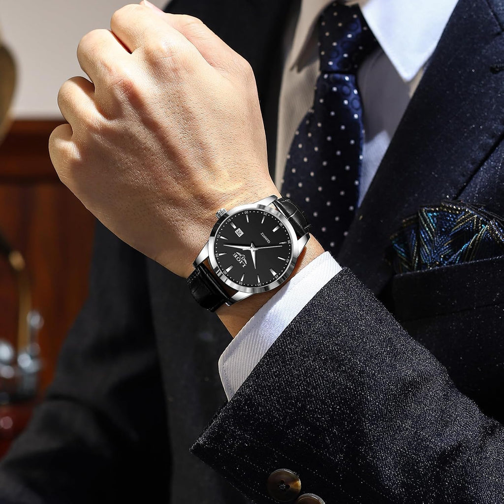 Watches for Men Waterproof Analog Dress Vintage Chronograph Analog Casual Leather Stainless Steel Unique Quartz