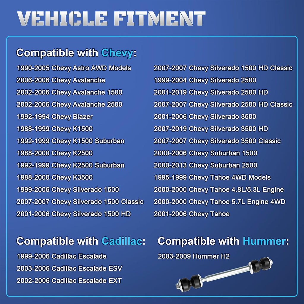 K80631 Front Sway Bar Stabilizer End Links for 1999-2006 Chevy GMC Cadillac