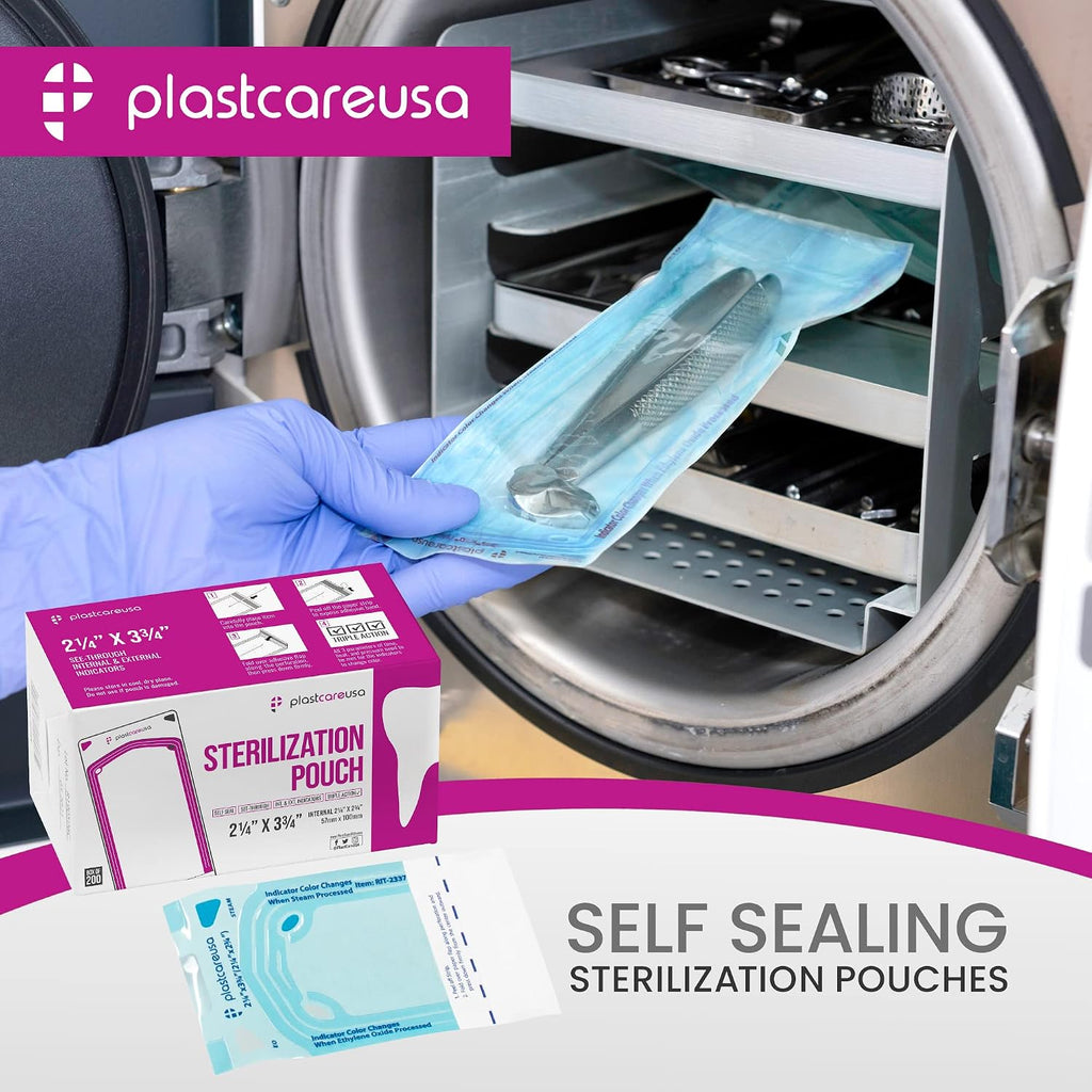 1000 2.25 x 2.75 Self Sealing Sterilization Pouches - Autoclave Sterilizer Bag Pouch for Sterilizing Dental Medical