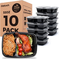 10 Pack 32 oz 2-Compartment Meal Prep Containers with Lids