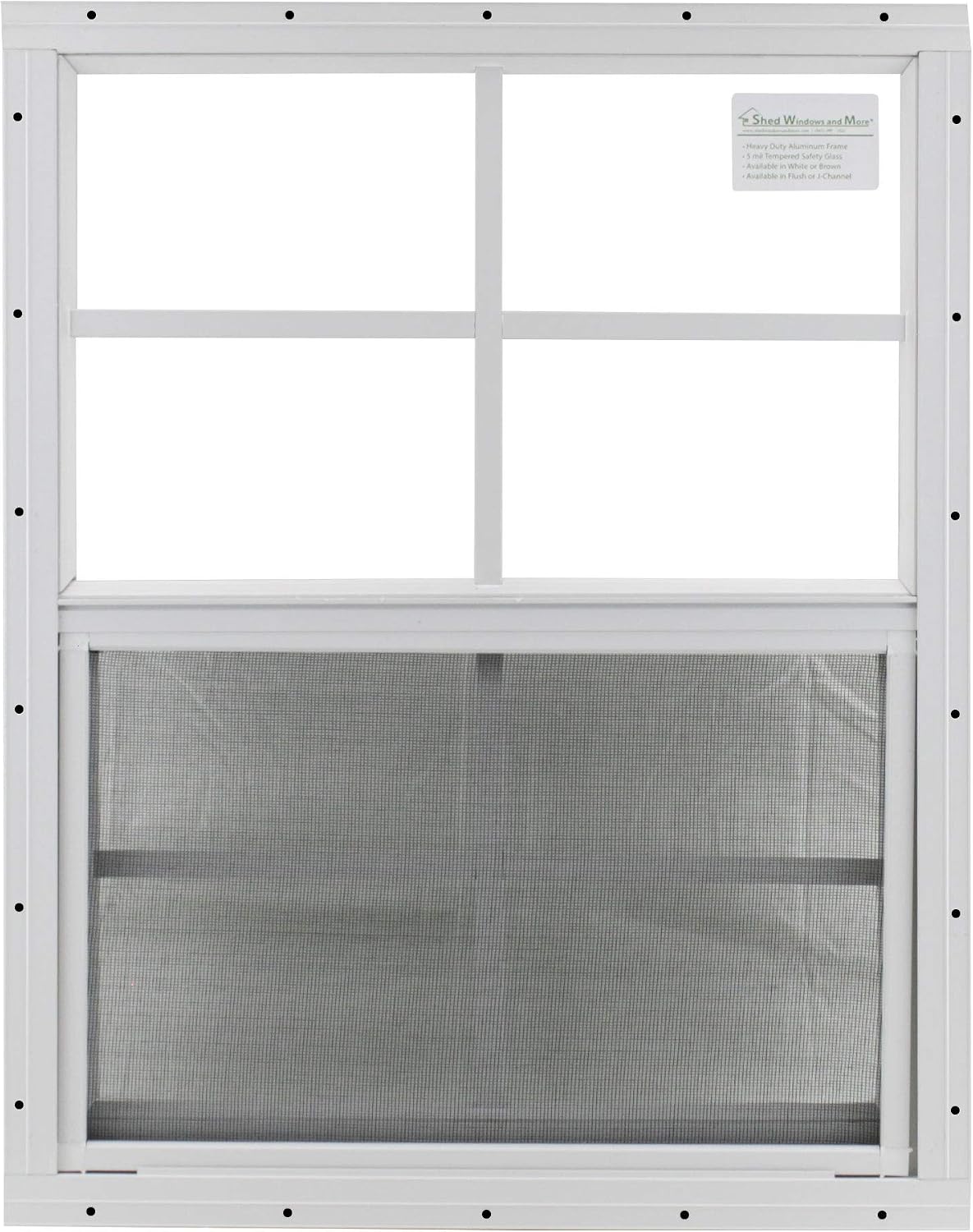 18" X 23" White Flush Mount, Safety/Tempered Glass Shed Window Storage Shed Playhouse Chicken Coop