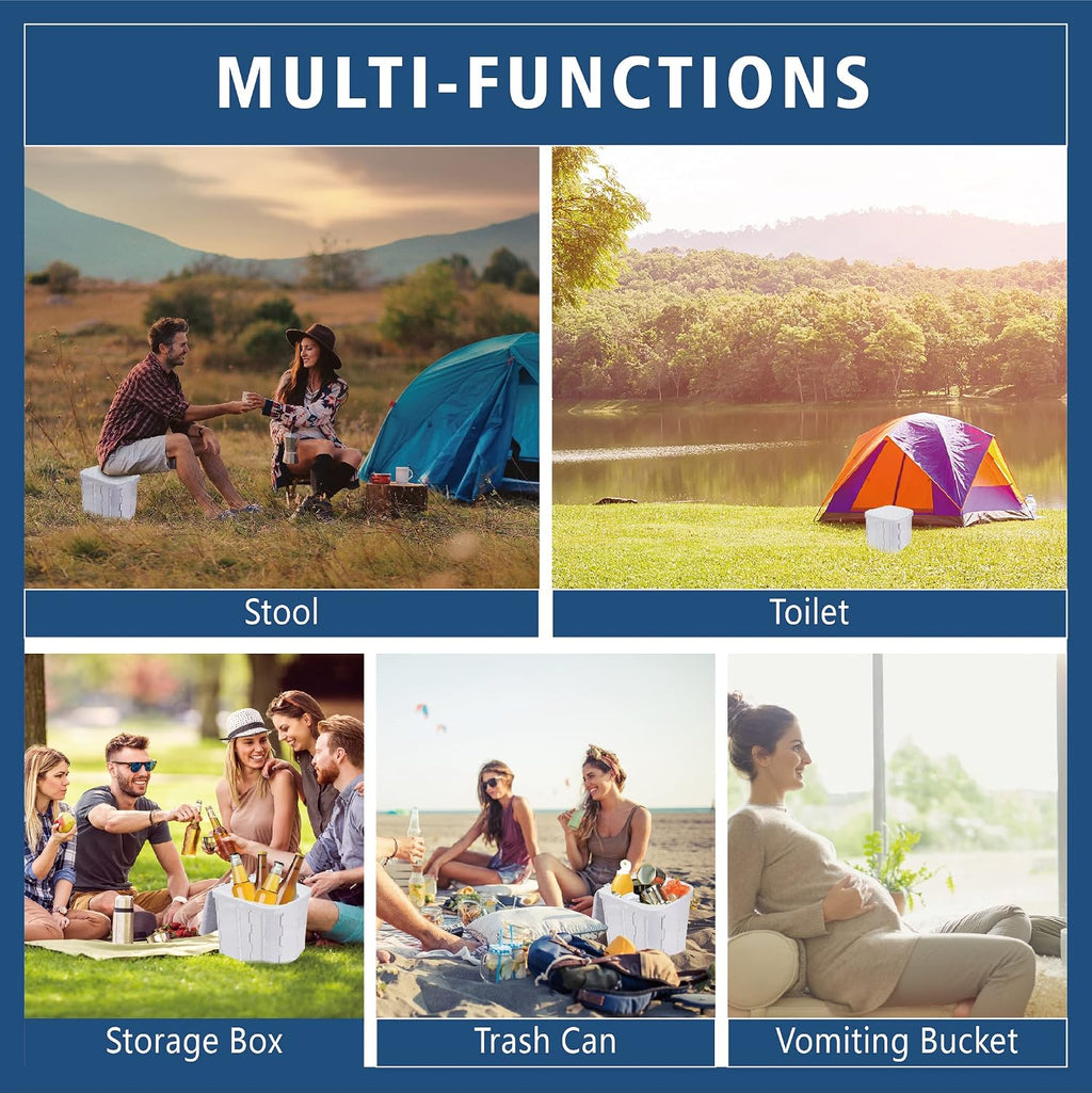 XL Portable Toilet for Adults & Kids, Extra Large Camping Toilet | XL Portable Folding Toilet with Lid,Travel