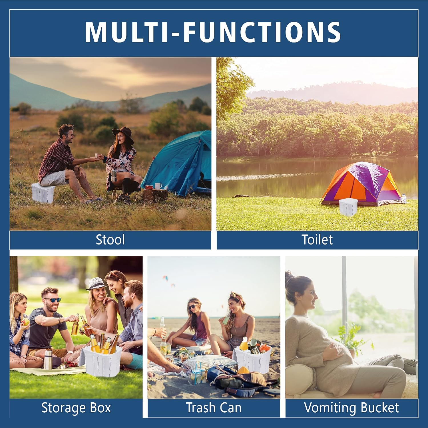 XL Portable Toilet for Adults & Kids, Extra Large Camping Toilet | XL Portable Folding Toilet with Lid,Travel