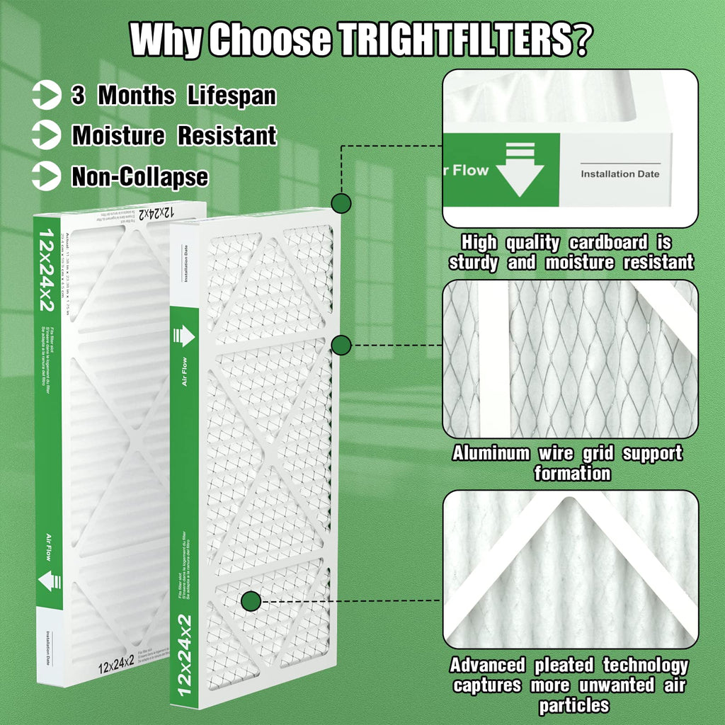 MERV-8 12x24x2 Air Furnace Filter 4 Pack