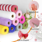 Deco Mesh Ribbon - 10inch x 30 feet Each Roll Metallic Foil(Red)