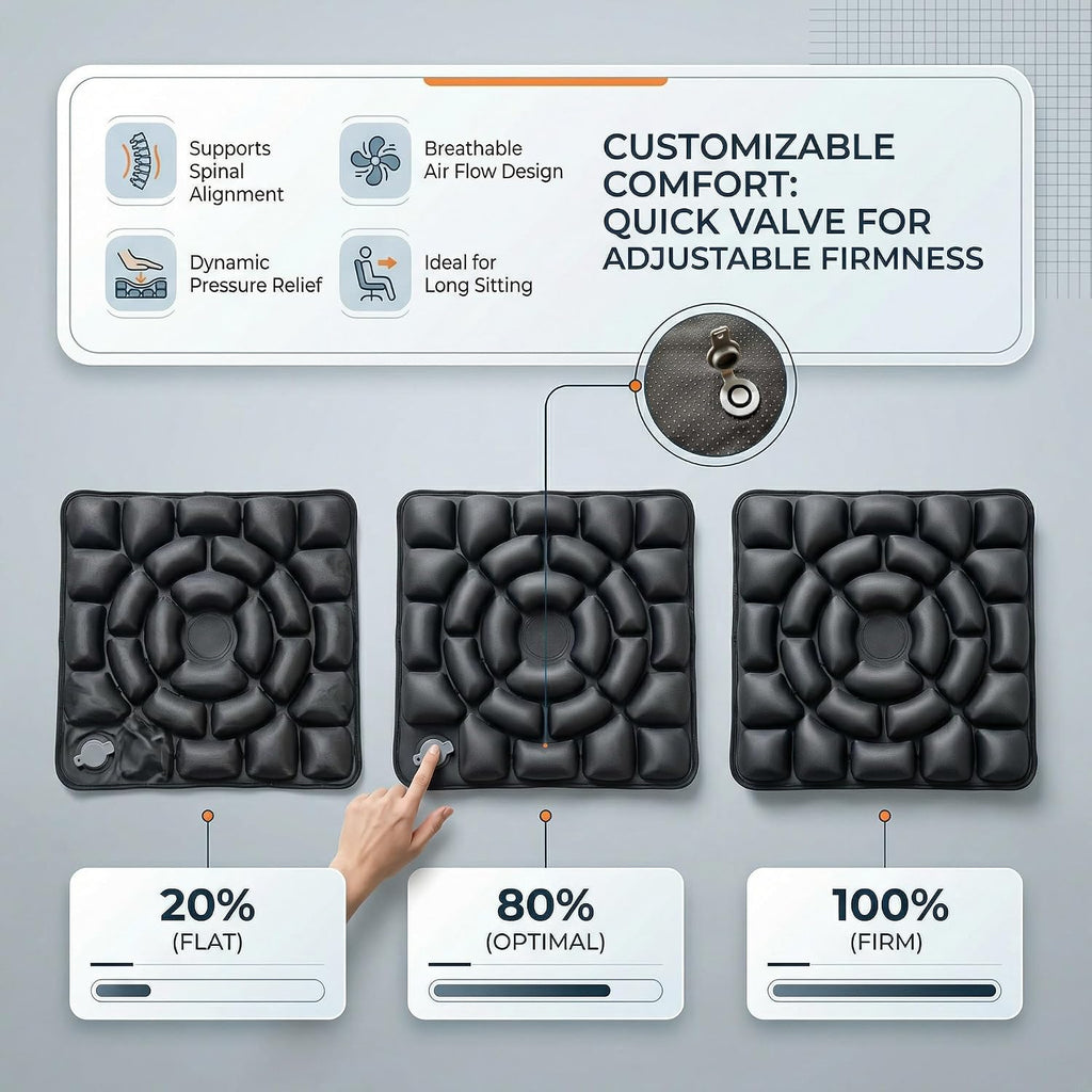 Inflatable Seat Cushion, Donut Cushion for Office Chair, Car & Wheelchair, Ergonomic Pressure Relief for Tailbone &