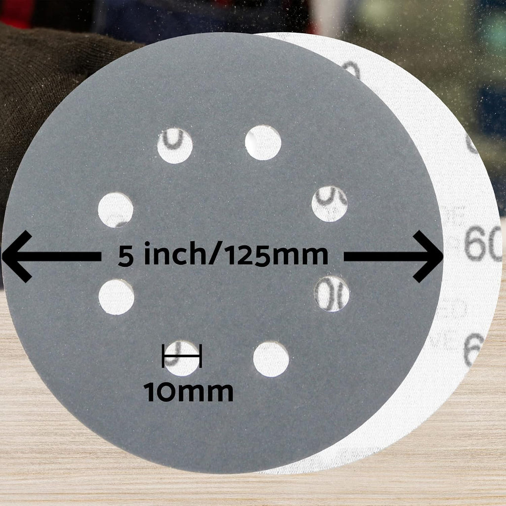 5 inch Wet Dry Sanding Discs Hook & Loop 60 pcs | 400 600 800 1000 1500 2000 Grit Silicon Carbide Orbital Sander