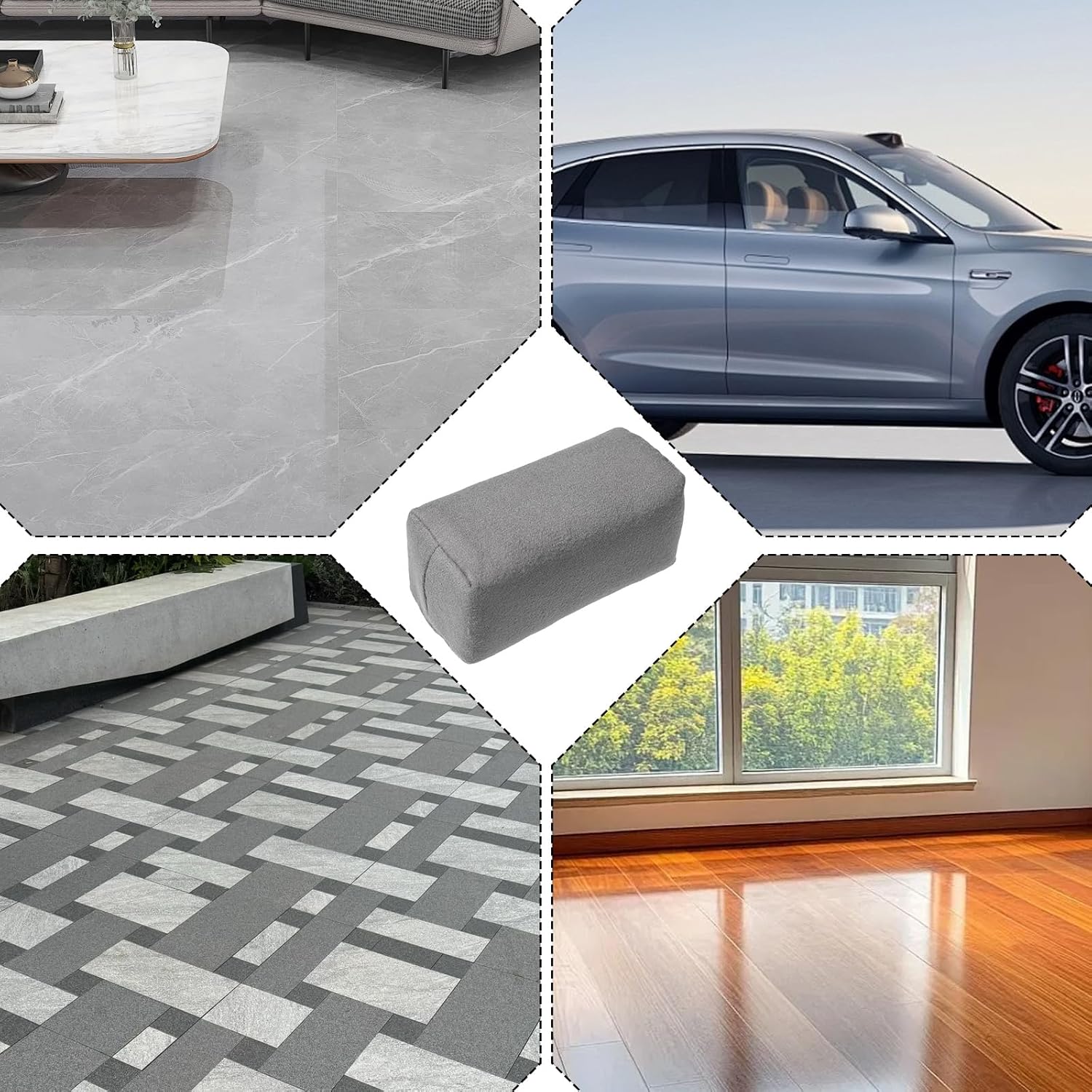 Suede Microfiber Applicator Pad Ceramic Coating Sponge Pad Suede Car Detailing Sponge Multi-Purpose Wax Applicator