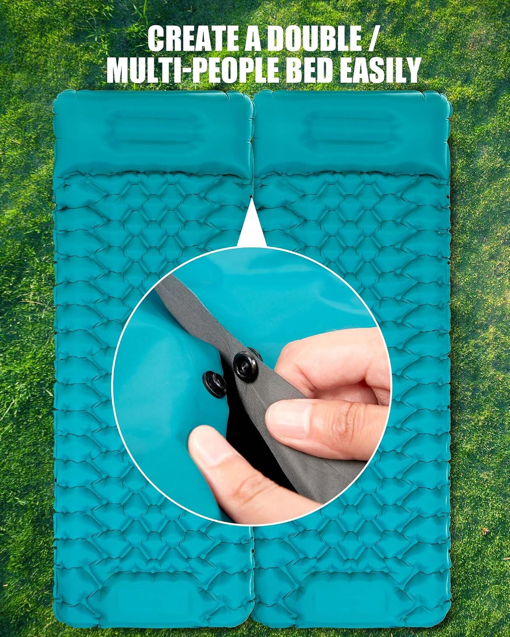 Camping Sleeping Pad with Pillow: Extra Thick 3.9 inch Ultralight Self Inflating Air Mat, Compact Lightweight