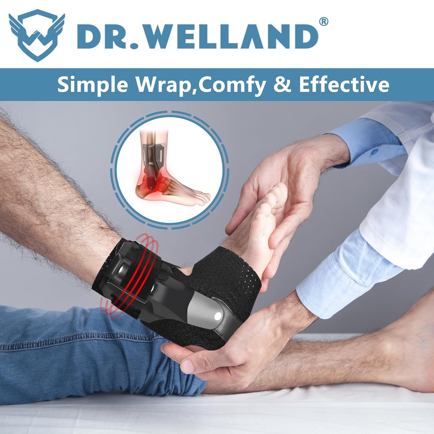 Ankle Brace with Side Stabilizers -Adjustable Ankle Support for Sprains, Sports Injuries, Plantar Fasciitis, Injury