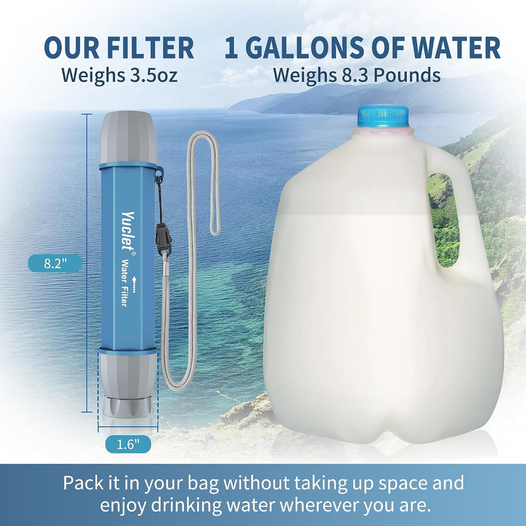 Emergency Water Filter Straw for Survival, Camping & Hiking, 4 Pack | Personal Water Filter, Portable Water Purifier