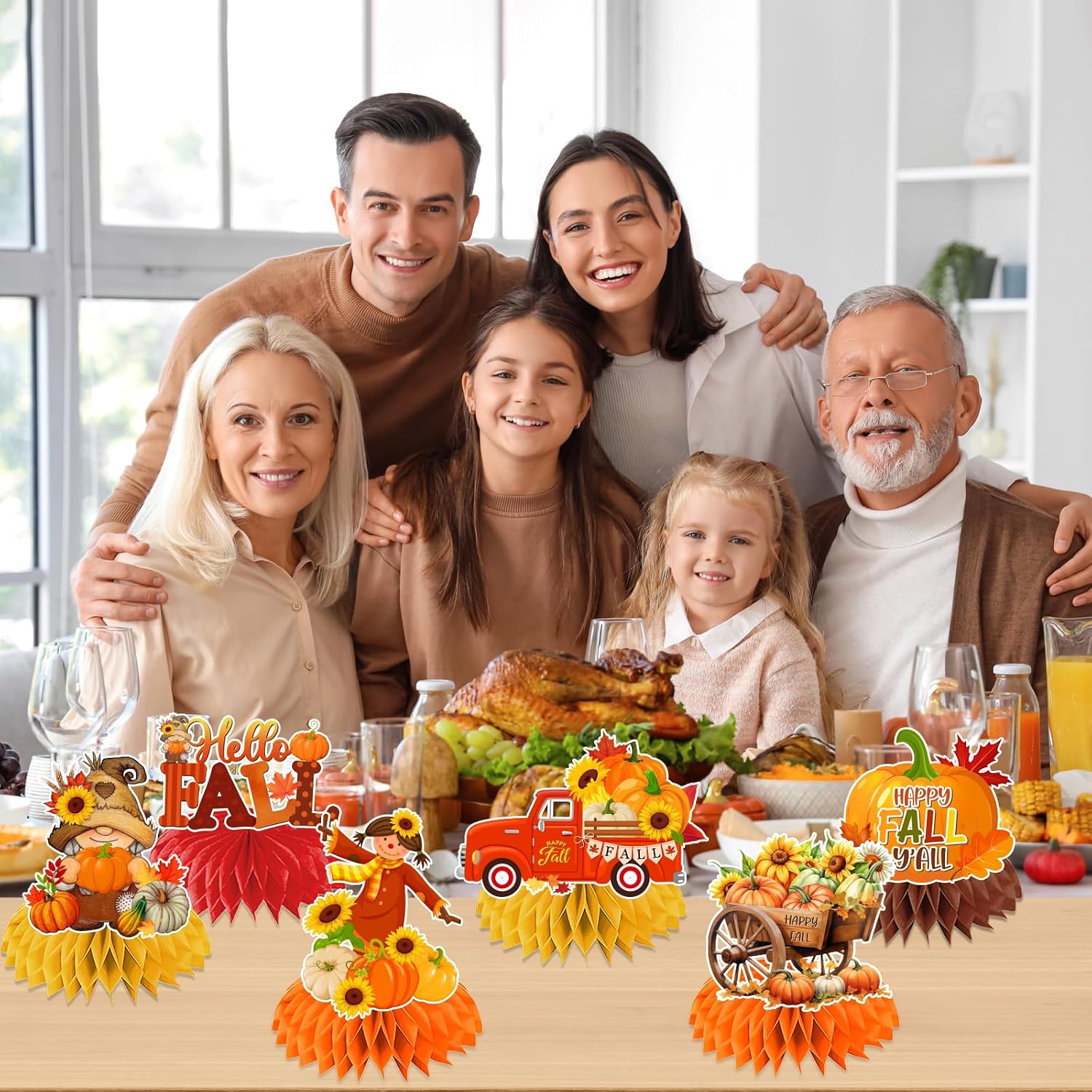 Fall Party Decorations Honeycomb Centerpieces, 12Pcs Fall Table Decorations Autumn Table Centerpieces for