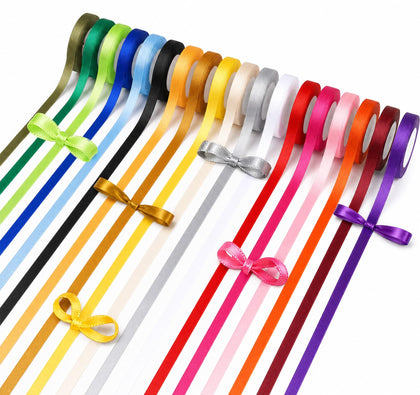 393Yards Rainbow Ribbon Pack,1/4"Double Face Satin Ribbon for Gift Wrapping