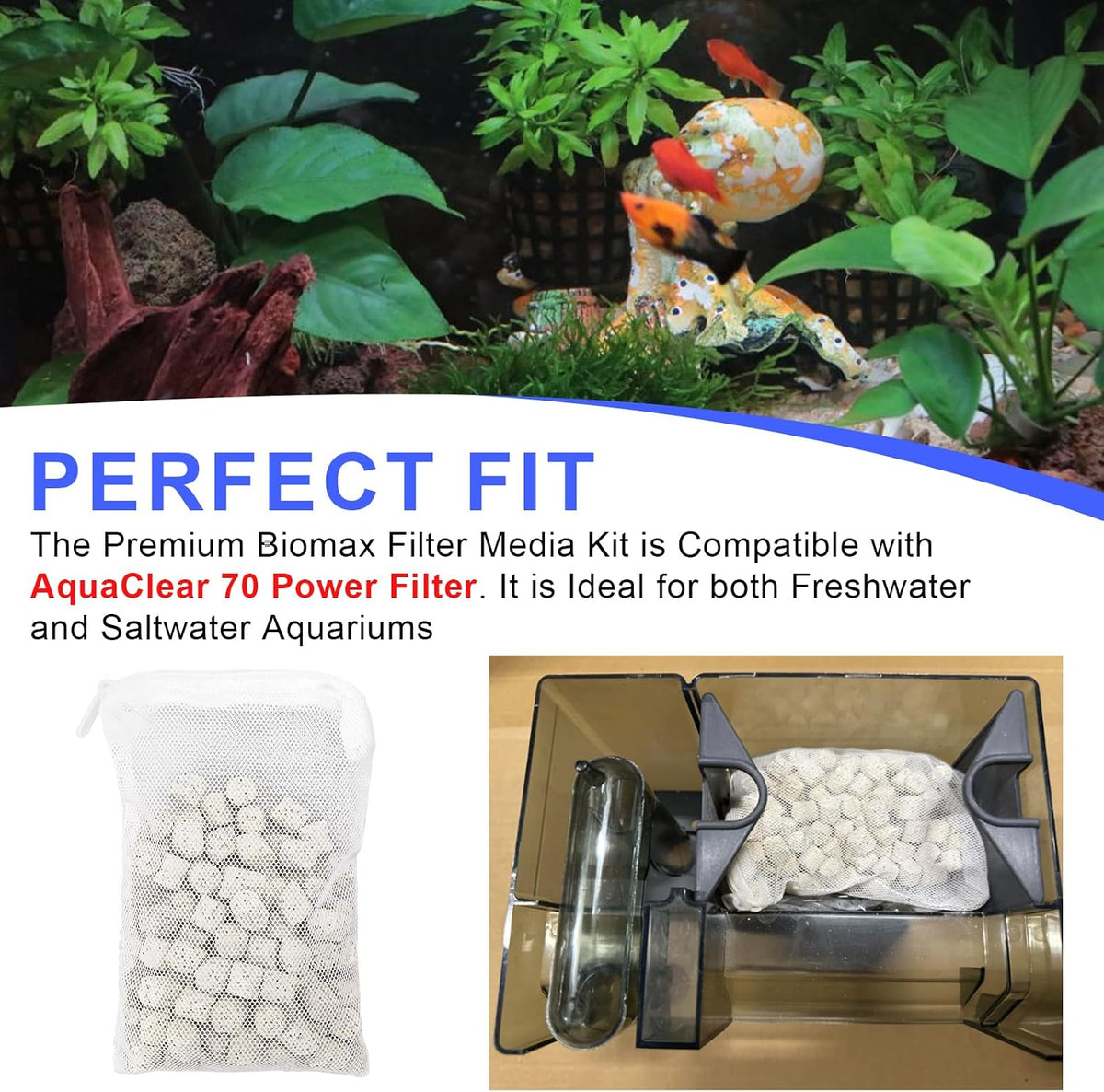 420g A1373 Biomax Filter Media Kit for AquaClear 70 Power Filter, 3 Pack
