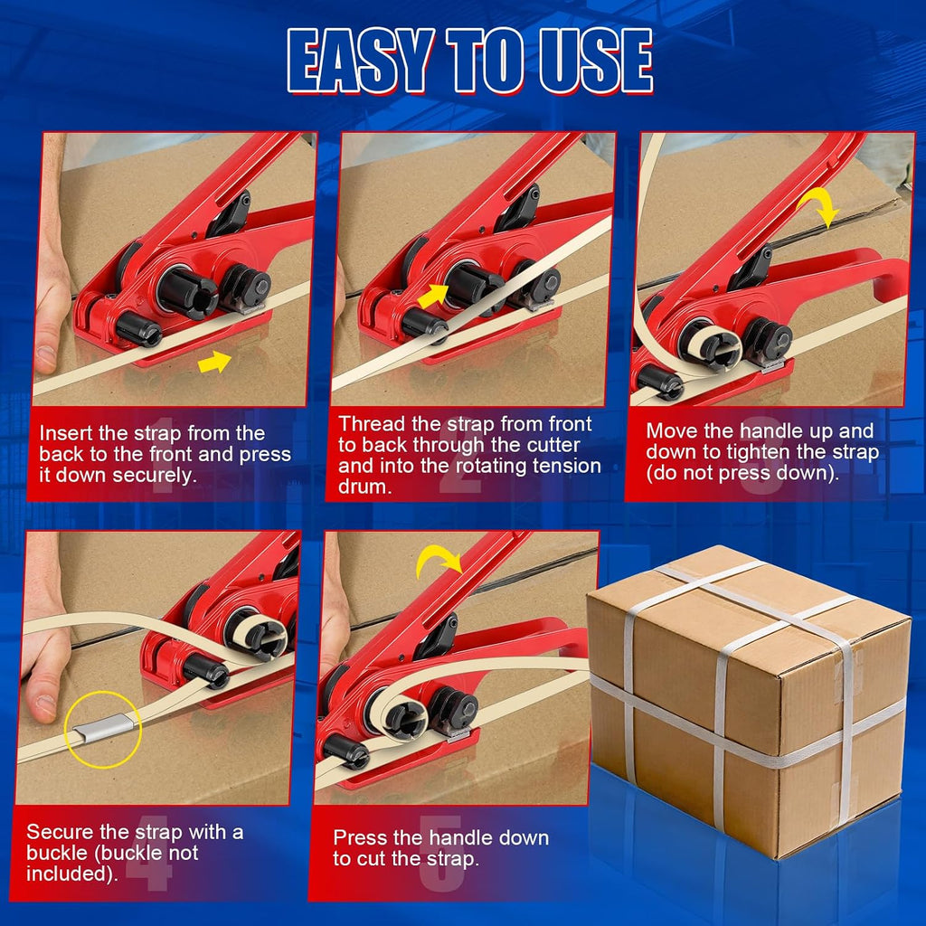 Poly Strapping Tensioner & Strap Cutter Tools, Heavy Duty Banding Strapping Tool, Manual Poly Strapping Tool Strap