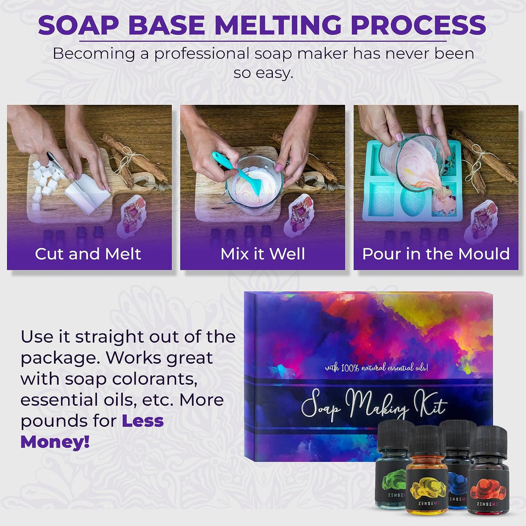 Soap Making Kit for Adults, Make Your Own Soap with Melt & Pour - DIY | Gentle soap supplies 6 Essential Oils