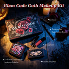 Makeup Set with Red Eyeshadow, Lipgloss, Eyeliner, Faux Eyelashes