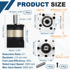 DTGN Planetary Gearbox Speed Reducer Ratio 5:1 Backlash 12 Arc‑min