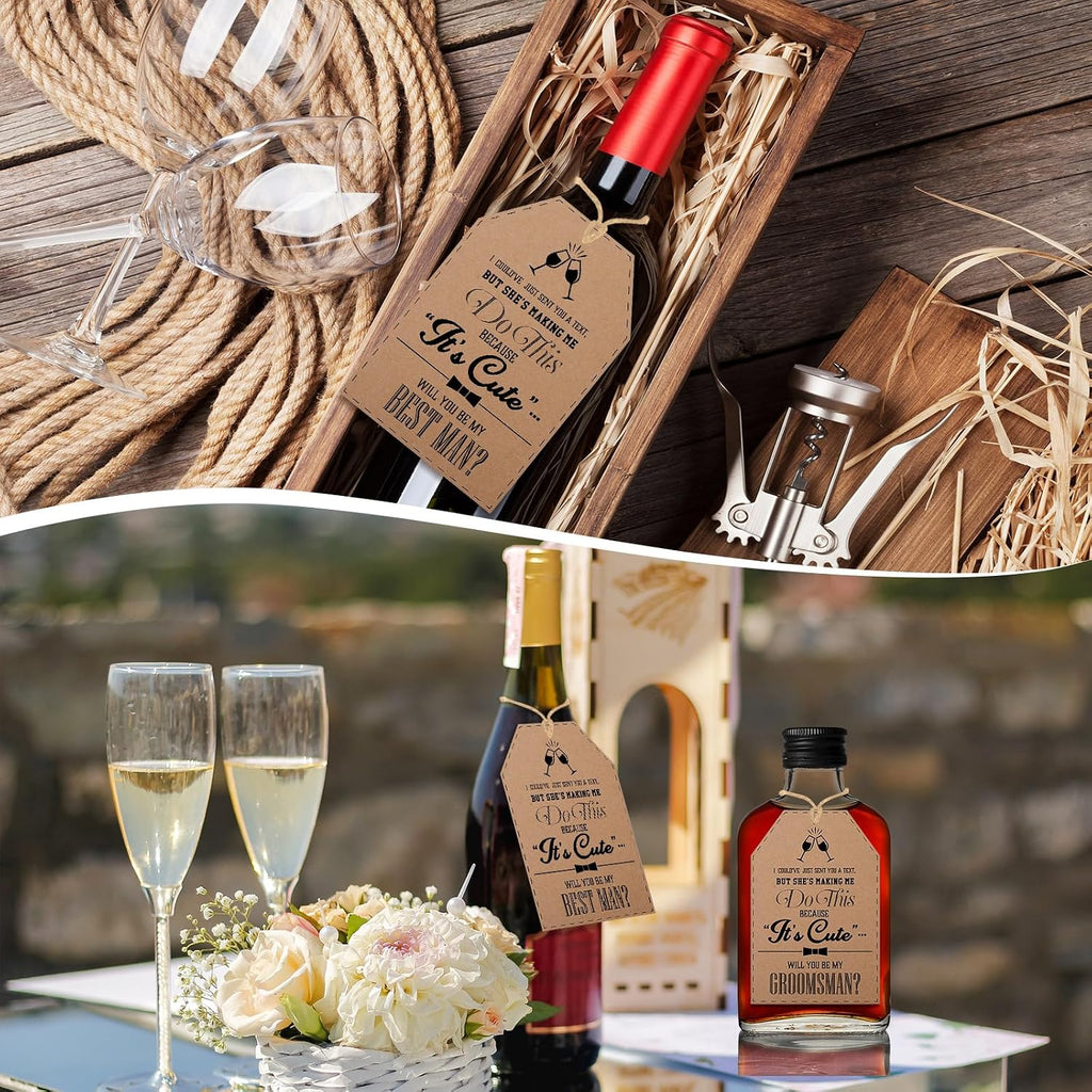 10 Pcs Groomsman Proposal Card Label Set Groomsman Gift and Bridesmaid Gift 6" x 4" Proposal Box Hang Tag Bottle
