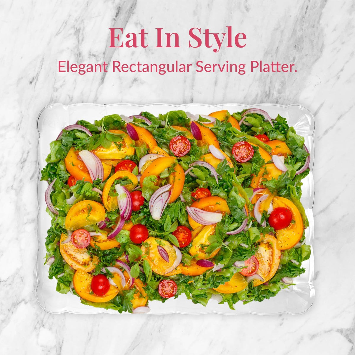 12-Pack Serving Tray - 9x13 Inches Disposable Rectangular Plastic Food Tray for Parties and Events - Clear Platters