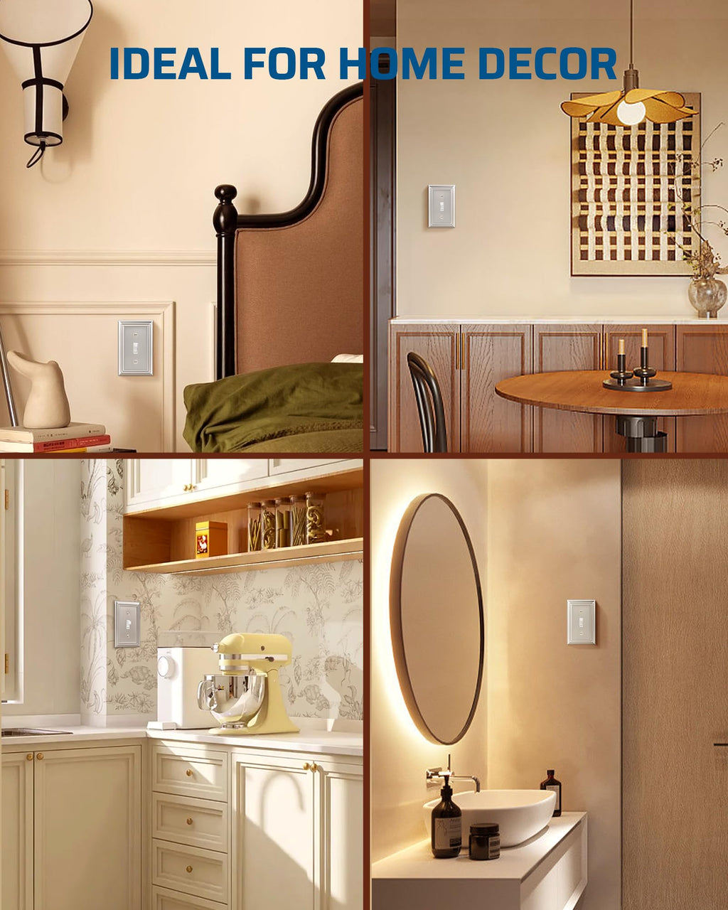 DEWENWILS Metal Wall Plate, Single Toggle Switch Cover, Brushed Nickel