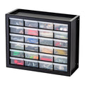 24-Drawer Plastic Storage Cabinet, Teacher Toolbox, Garage, Black