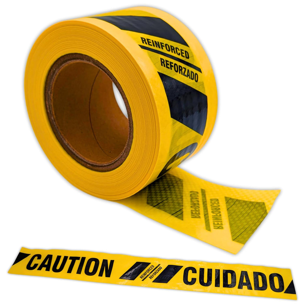 Reinforced Barricade Tape - Yellow Caution Tape Roll - 3" x300'x5mil - Barricade Tapes for Construction, Utility