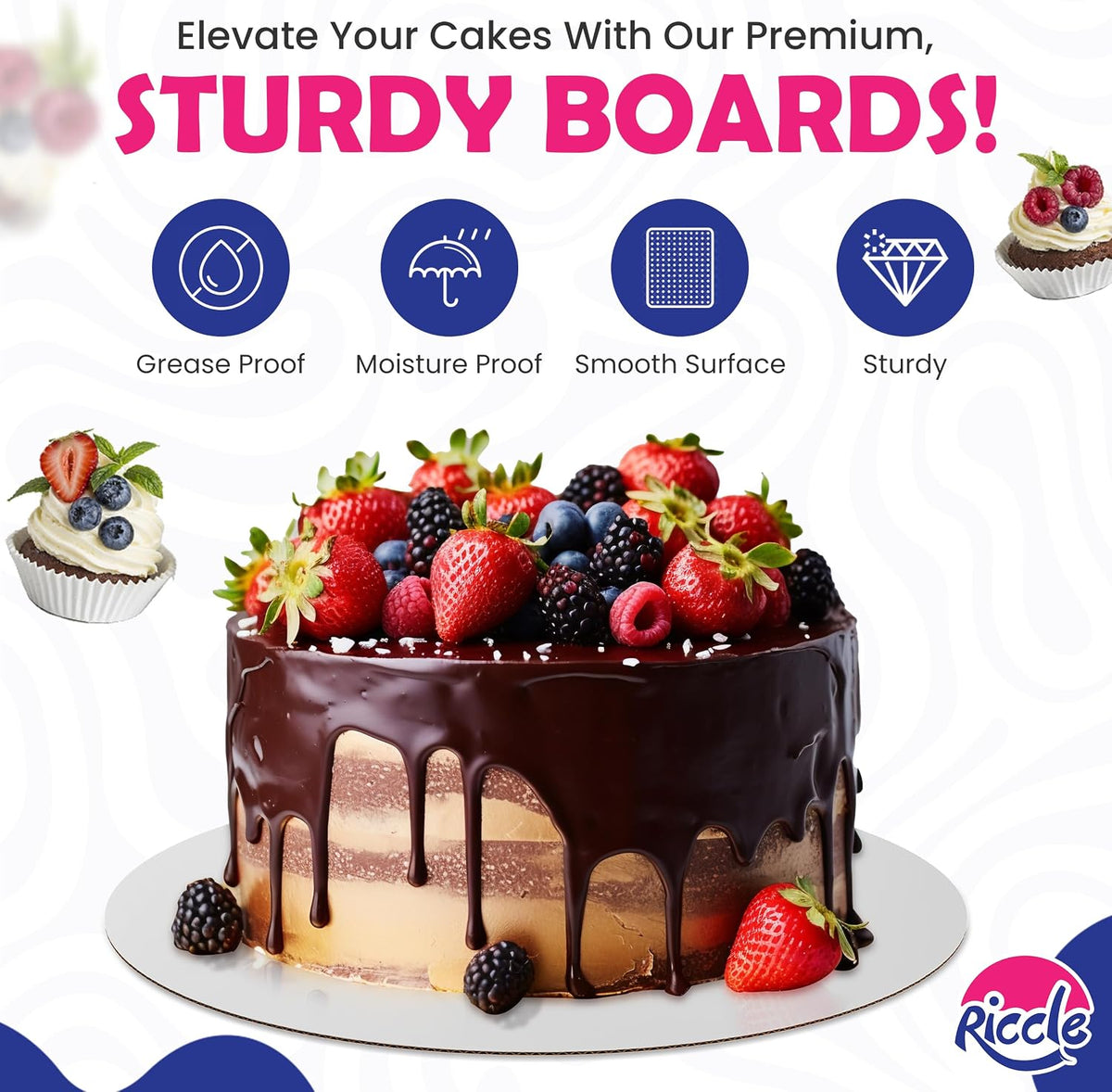 Cake Boards 10 Inch Round Pack of 50 for Cakes, Pizza