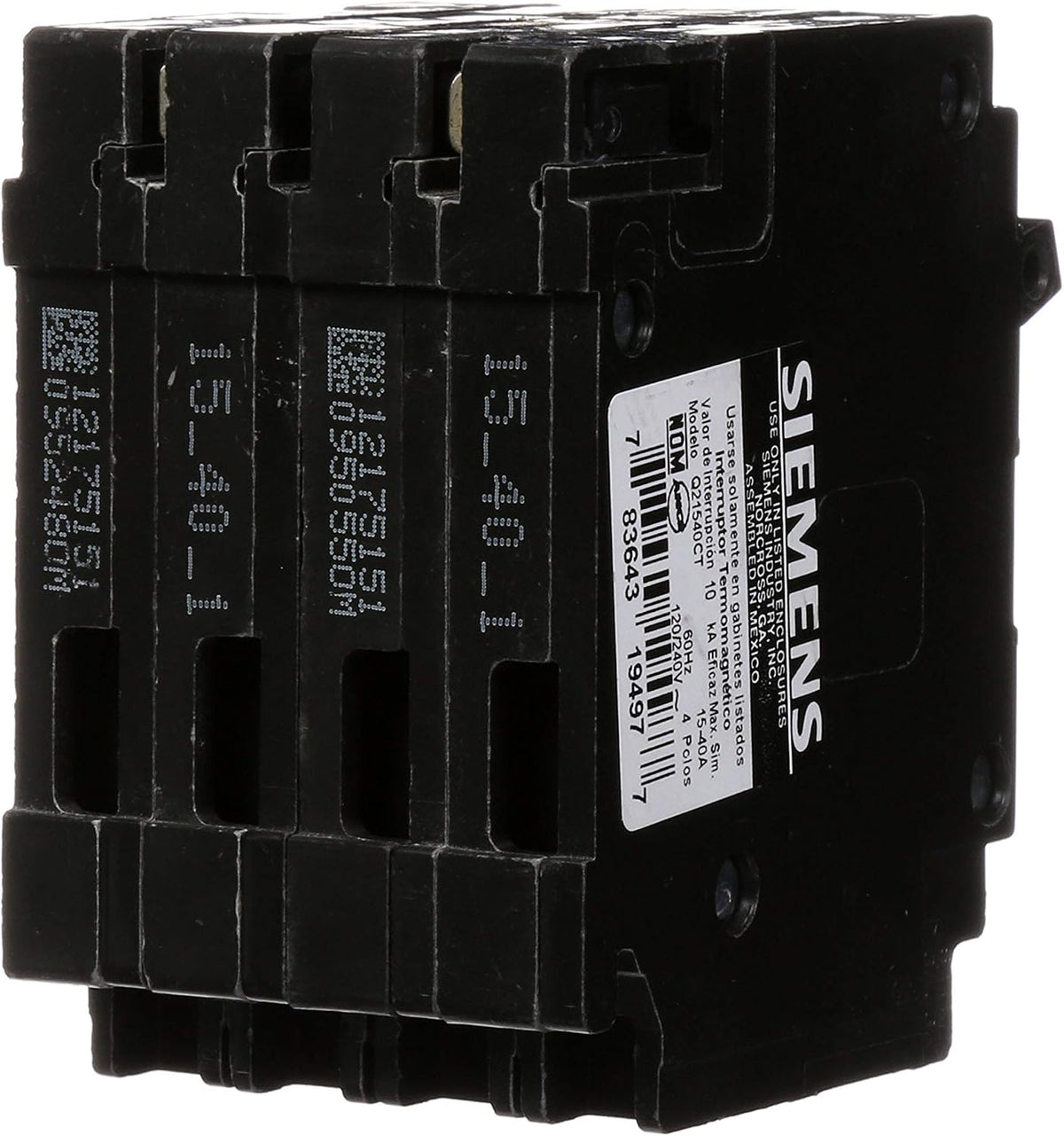 Siemens 40 Amp Double-Pole and (2) 15 Amp Single-Pole Type QT Triplex Circuit Breaker