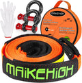 Tow Strap Heavy Duty with Hooks, 2"×16ft 22,000Lbs Tow Rope with D-Ring Shackles (2pcs) + Protective Gloves (2pcs)