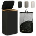 Laundry Hamper with Lid,110L Laundry Basket with Mesh Bags,Black