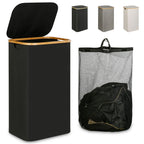 Laundry Hamper with Lid,110L Laundry Basket with Mesh Bags,Black