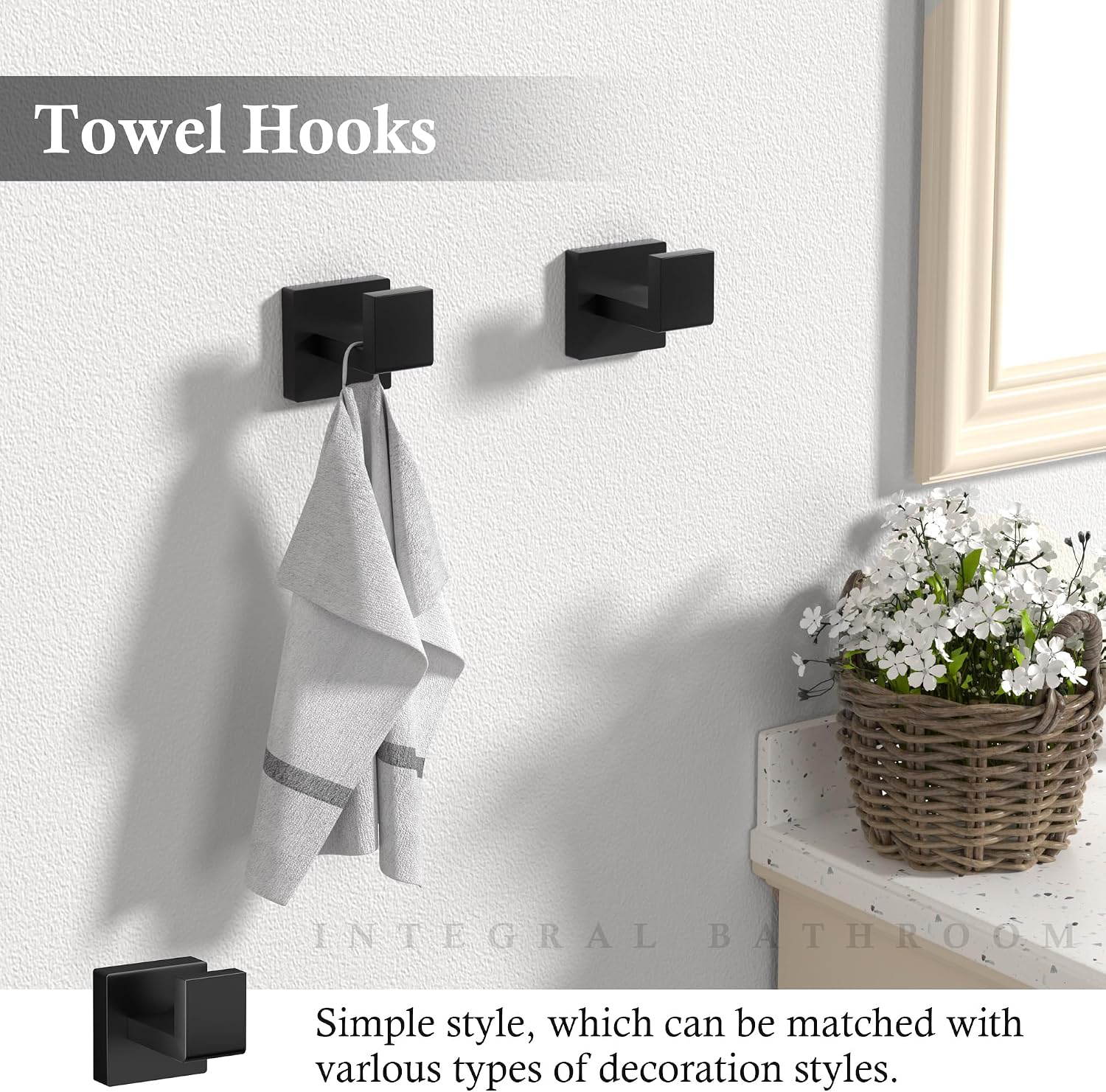 10-Pieces Matte Black Bathroom Accessories Set 23.6 Inch Towel Bar Set. | SUS 304 Stainless Steel Bathroom Hardware