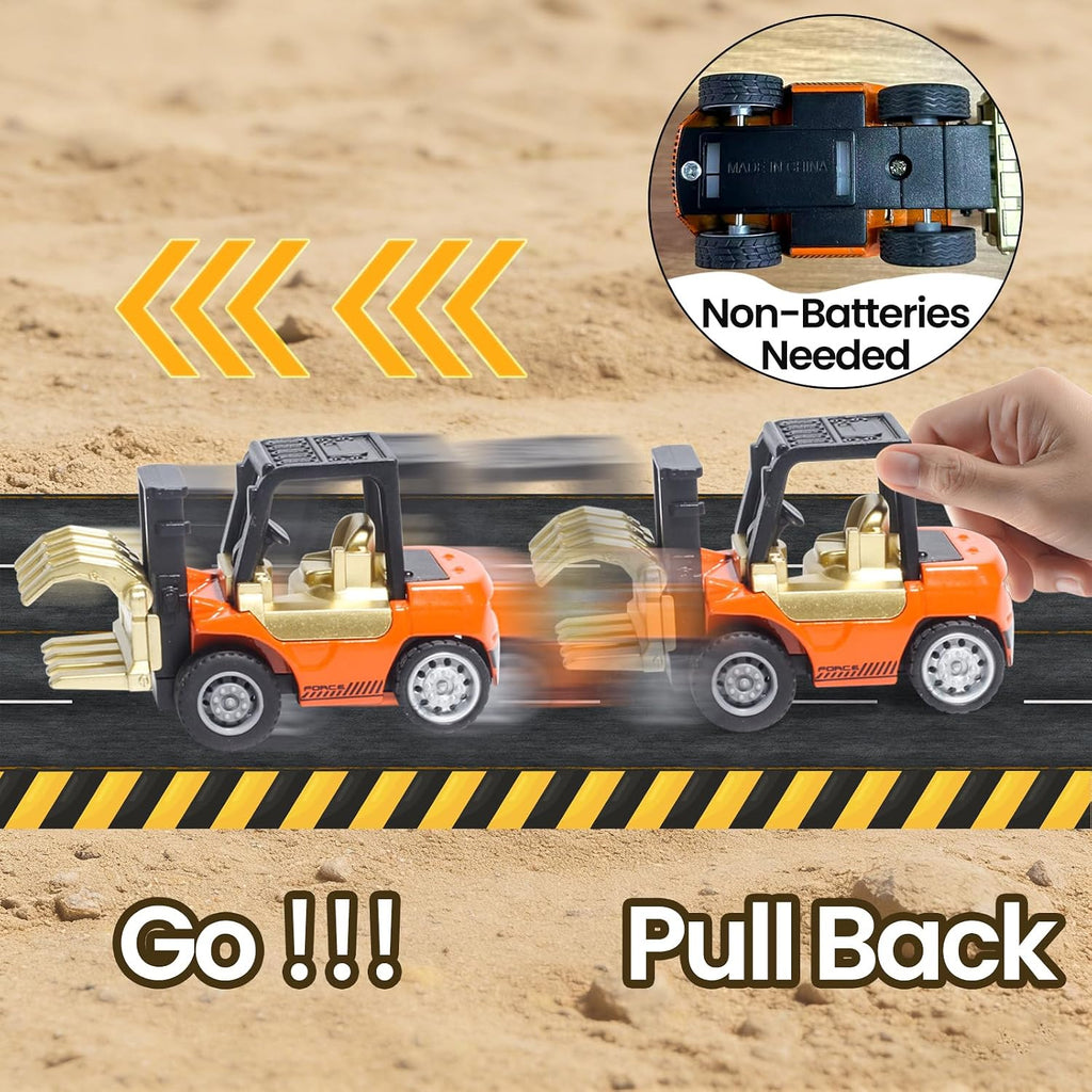 Diecast Construction Trucks for Kids,6PCS Toys Construction Vehicles | Excavator Forklift Dump Truck,Pull Back