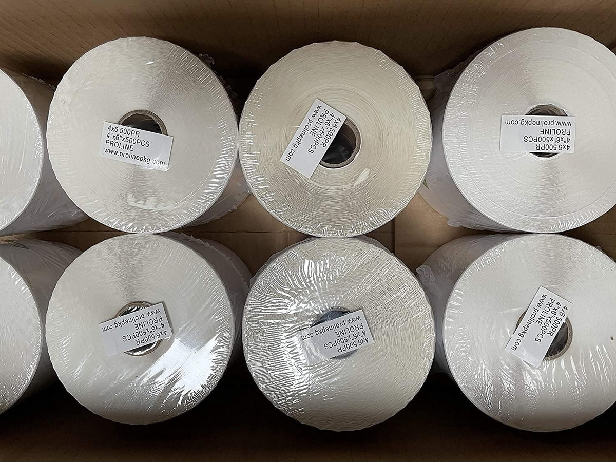 4 Rolls, 500 Labels Per Roll, 4'' x 6'' Direct Thermal Labels, 2000 Labels Total, 1" Core (4 Rolls)